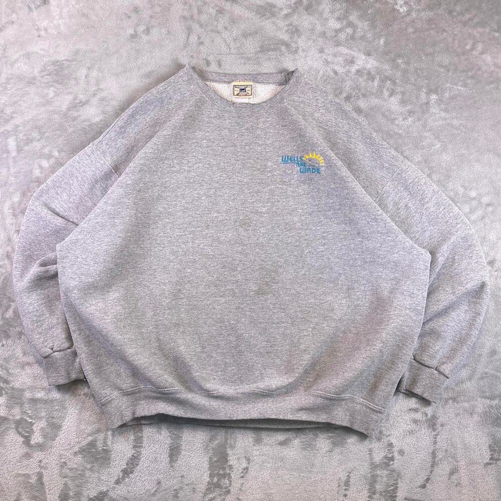 Vtg 90s Lee Ultrawweight Wells And Wade Mechanical Embroidered Sweatshirt Sz XXL